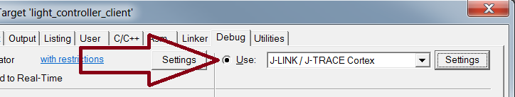 Use the JLink debugger